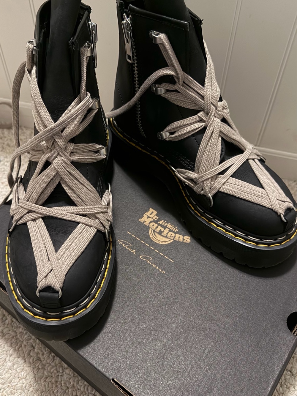 RICK OWENS x DR. MARTENS PENTAGRAM COLLAB BOOTS